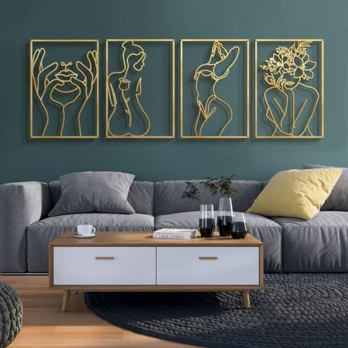 4-Piece Gold Metal Wall Art