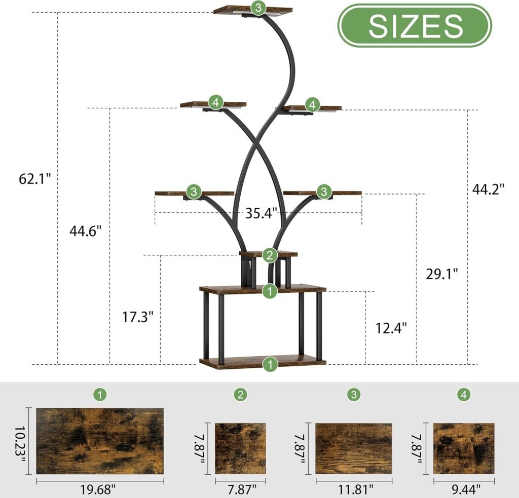 8-Tier Metal Plant Stand with Grow Lights measurements