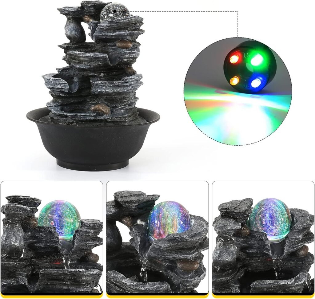 Dyna-Living Tabletop Waterfall Fountain led