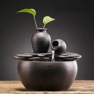 Elegant Black Ceramic Tabletop Fountain