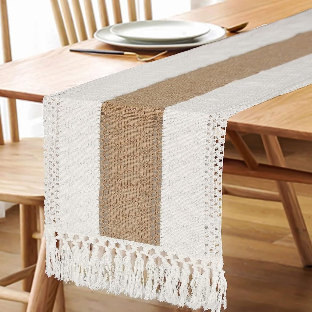 FEXIA 72-Inch Boho Table Runner with Tassels