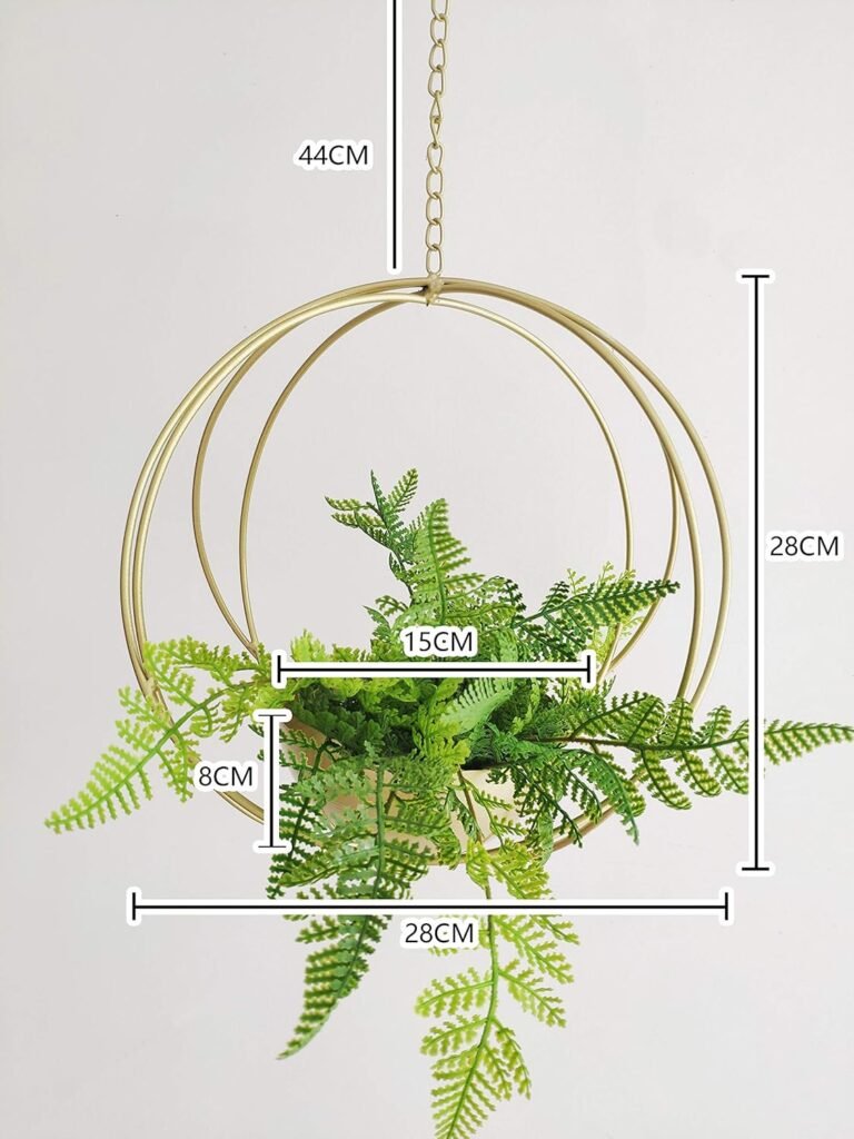 Gold geometric hanging planter side view sizing