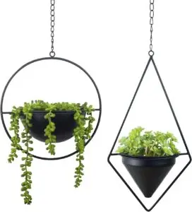 Metal Hanging Planters, Modern Plant Hanger with Pots