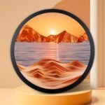 Rotating Sand Art Frame 360 degrees Relaxation Decor Mesmerizing Motion 23.6 Inches Orange