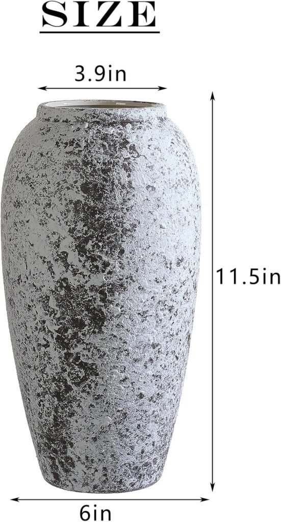 Vintage Style Ceramic Vase – Rustic Farmhouse Decor for Flowers, Centerpieces & Home Styling size