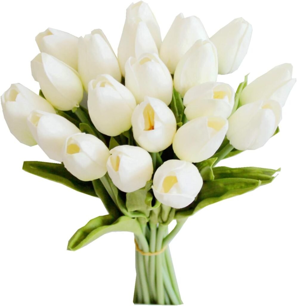 20pcs Realistic White Artificial Tulips