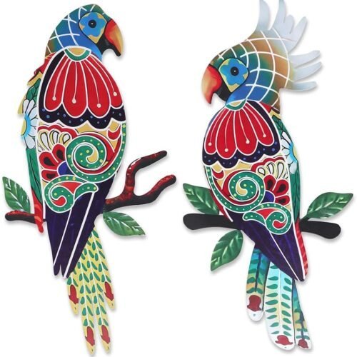 Colorful Parrot Metal Wall Art