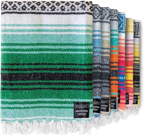 Forest Green Handwoven Mexican Blanket