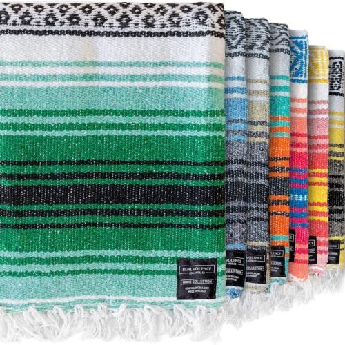 Forest Green Handwoven Mexican Blanket