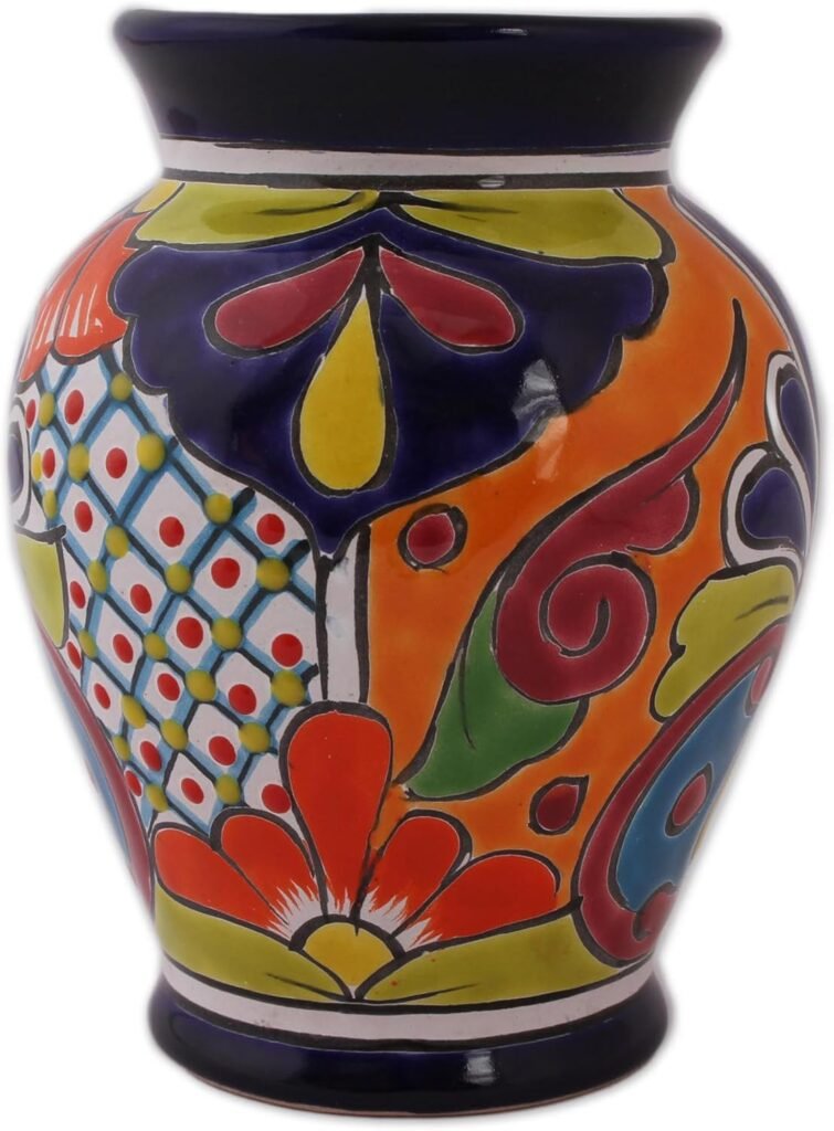 Handcrafted Talavera Style Ceramic Vase