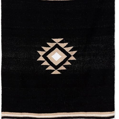 Handmade Black Mexican Serape Blanket