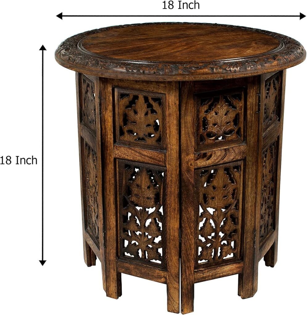 Rustic Boho Wood Side Table size