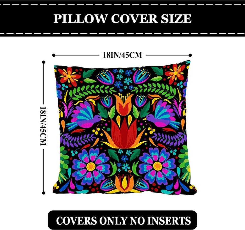 Set of 4 Mexican Throw Pillow Covers 18x18 size