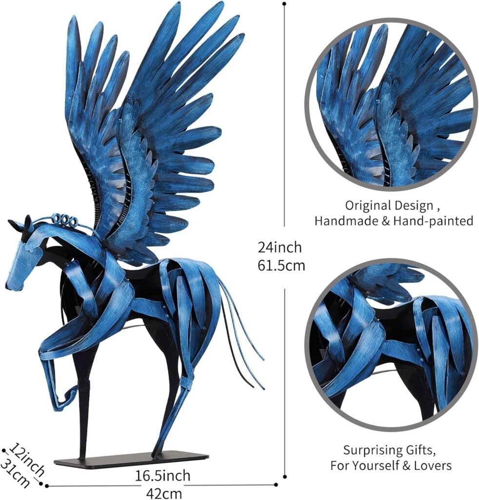 Handmade Metal Pegasus Statue