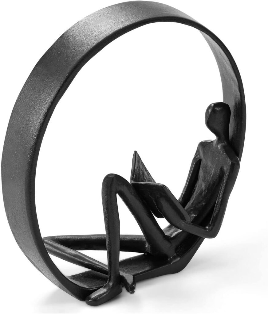 Metal Reading Figurine