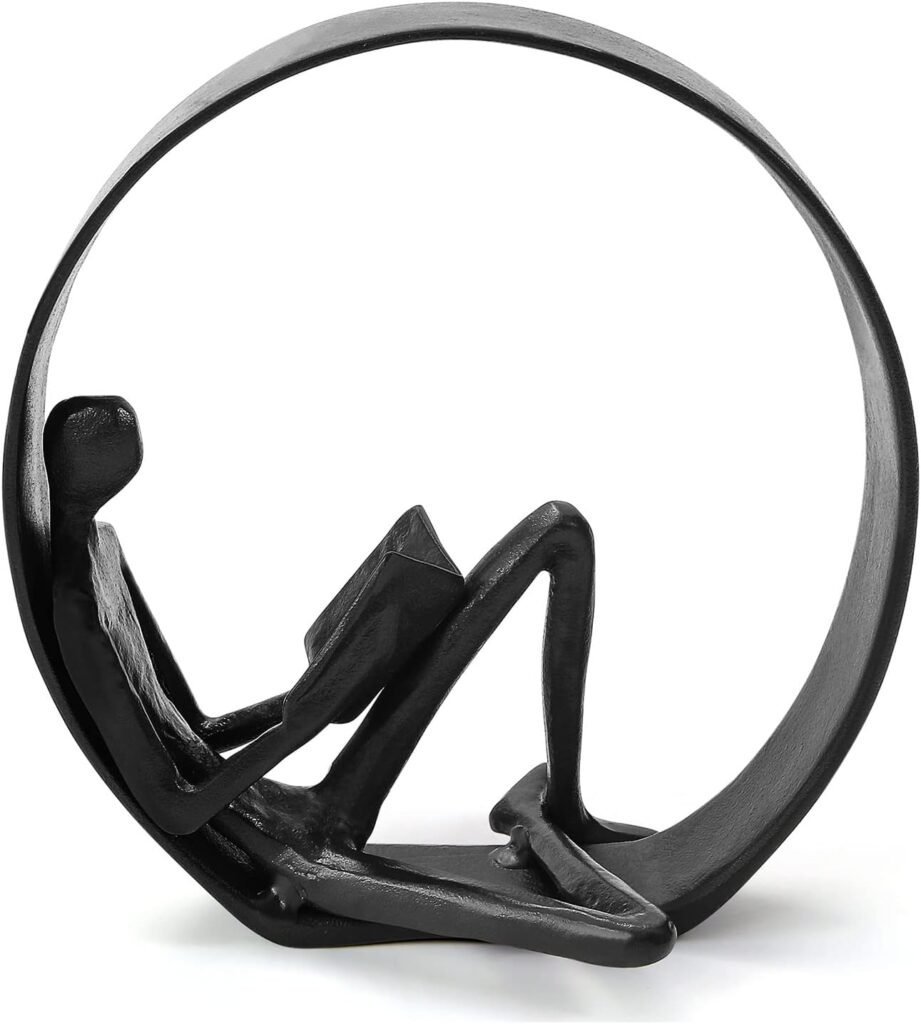 Metal Reading Figurine