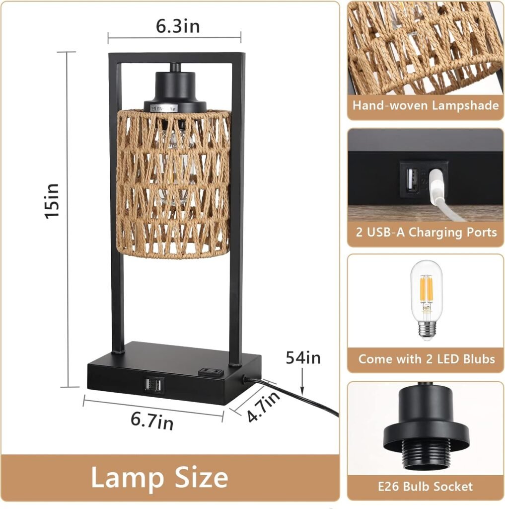 Boho Rattan Table Lamps