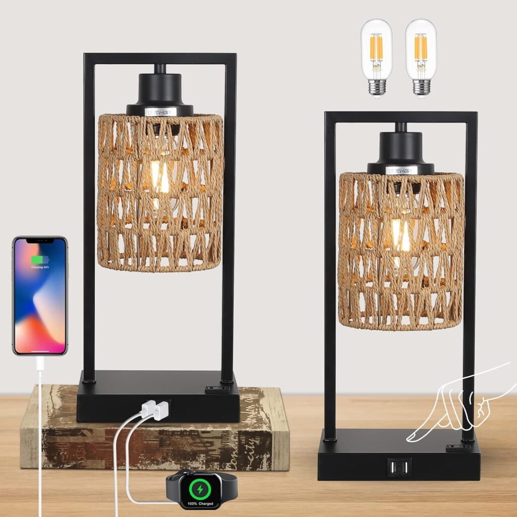 Boho Rattan Table Lamps