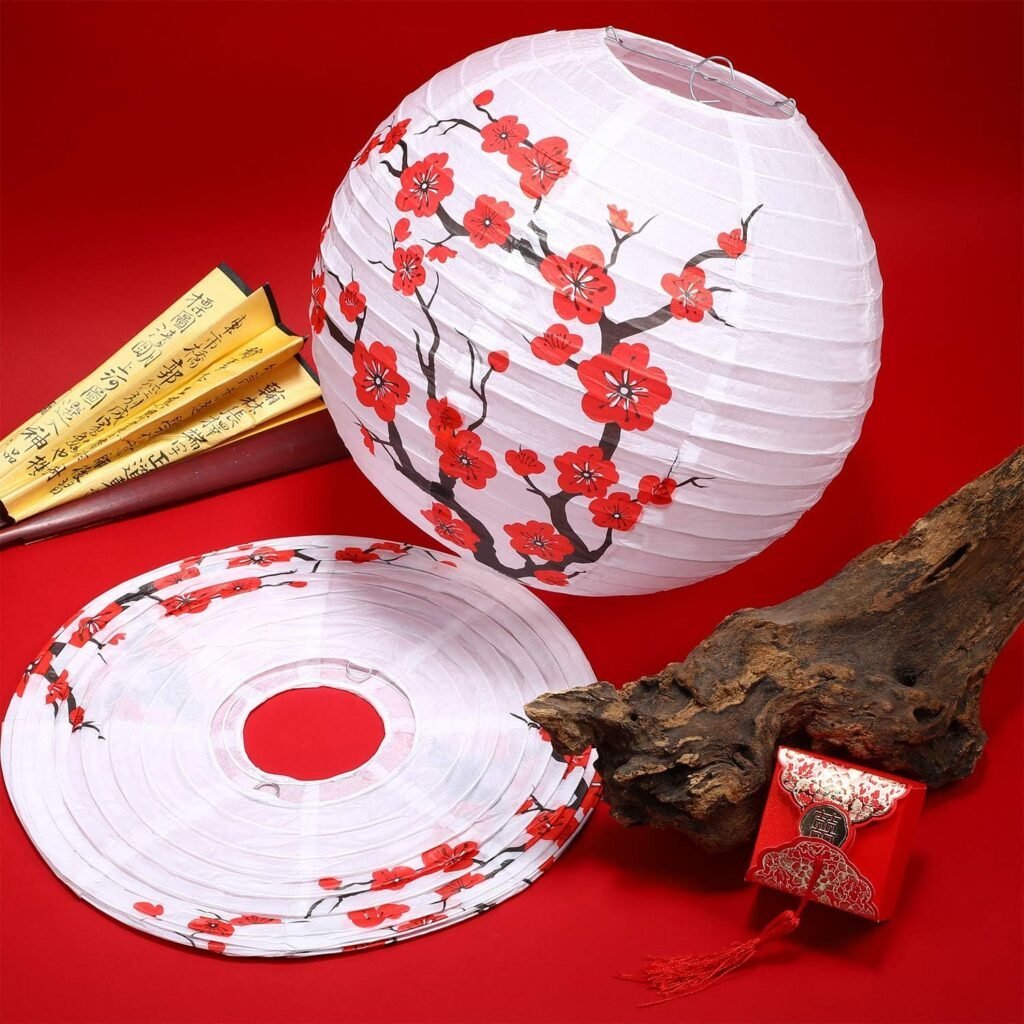 Red Cherry Blossom Paper Lantern