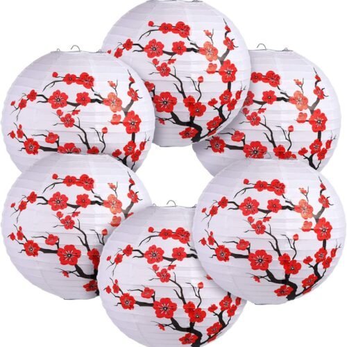 Red Cherry Blossom Paper Lantern