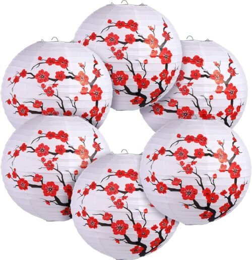 Red Cherry Blossom Paper Lantern