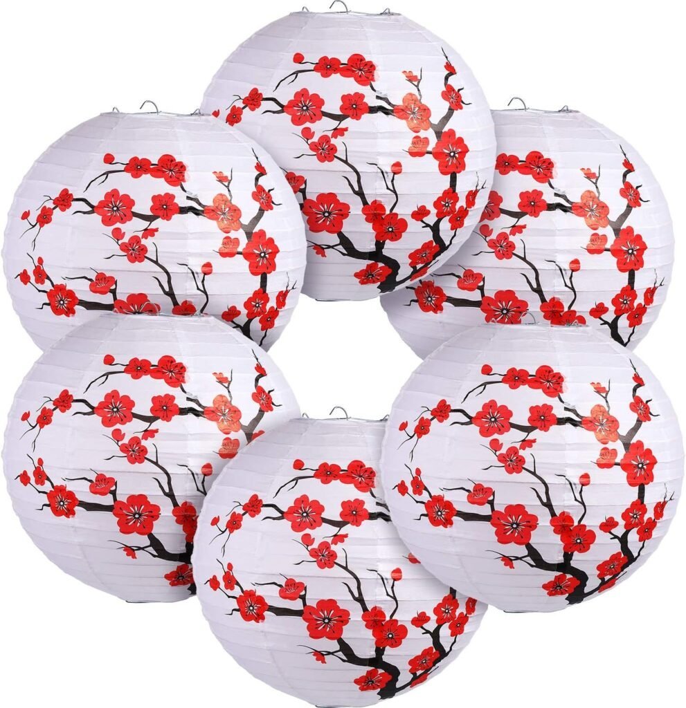 Red Cherry Blossom Paper Lantern